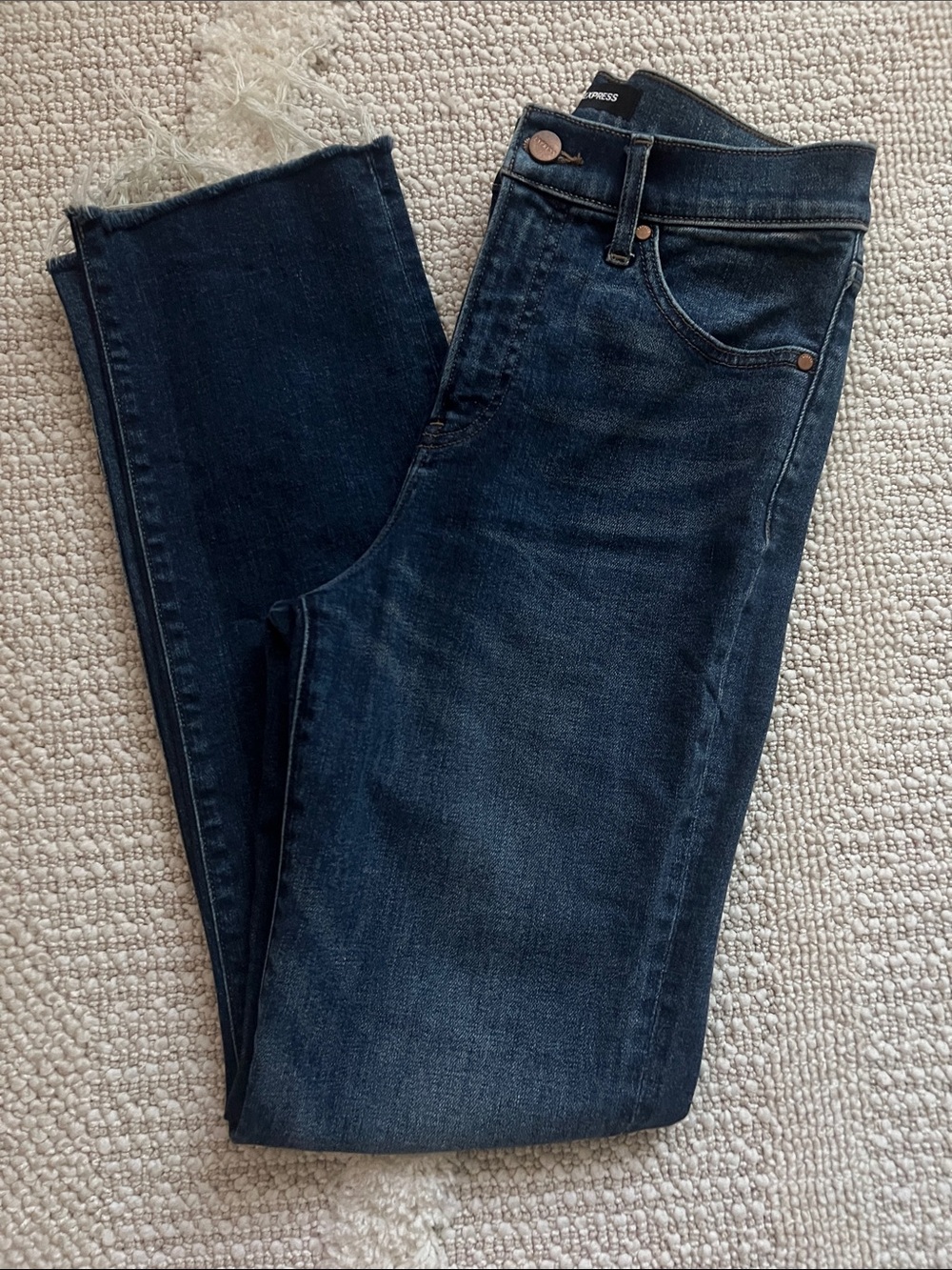 Dark Wash High-Rise Straight Ankle Jeans